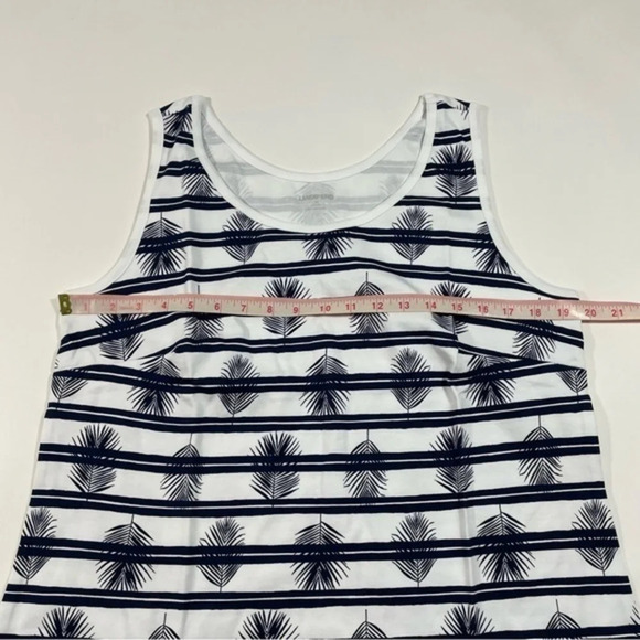 New Lands End Interlock Cotton Tank Top Size 1X Blue Palm Stripe - Picture 7 of 9